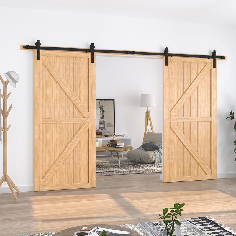 Homlux I Shape Heavy Duty Standard Double Track Barn Door Hardware Kit Wayfair 